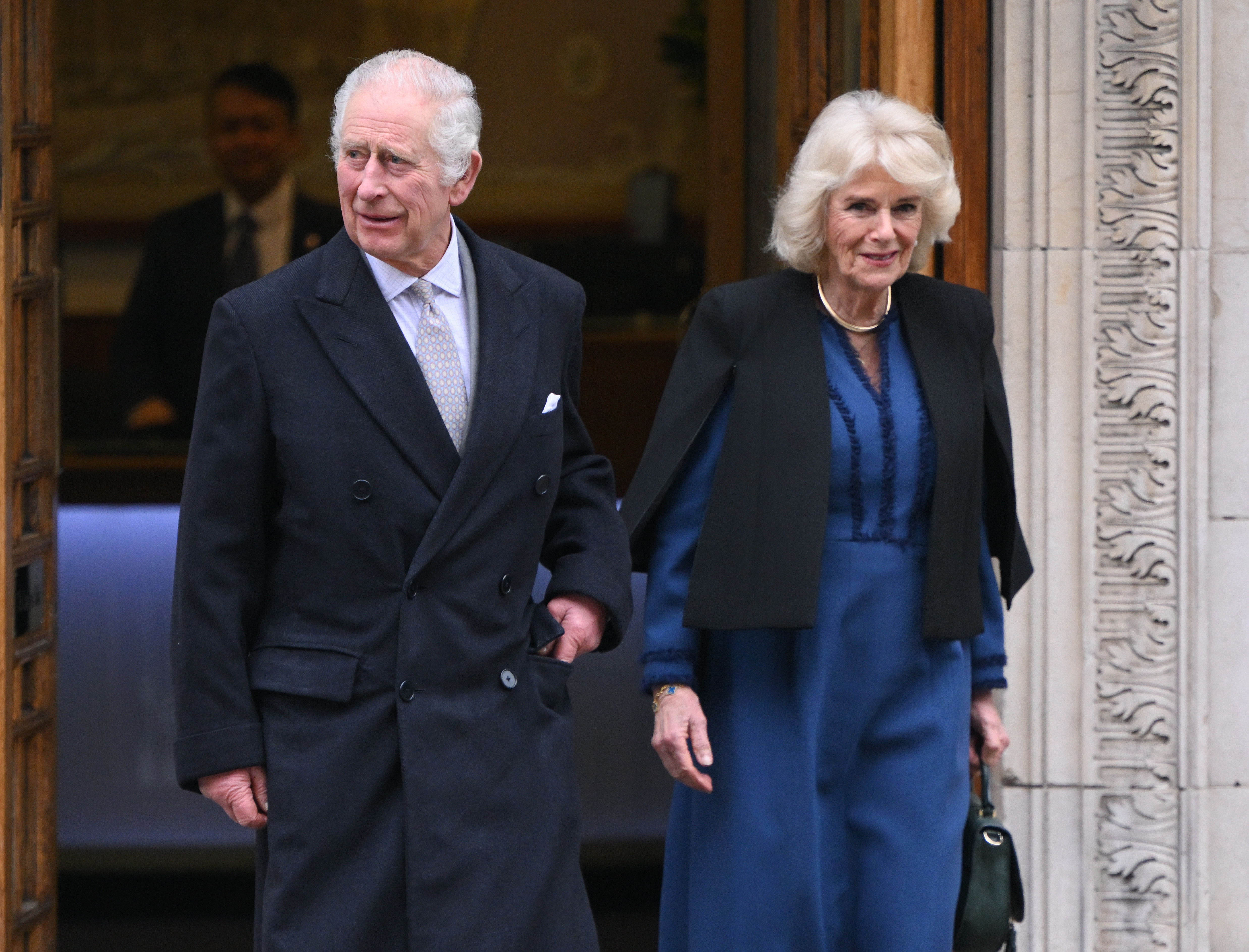 King Charles III with Queen Camilla leaves The London Clinic on January 29, 2024 in London, England. | Source: Getty Images