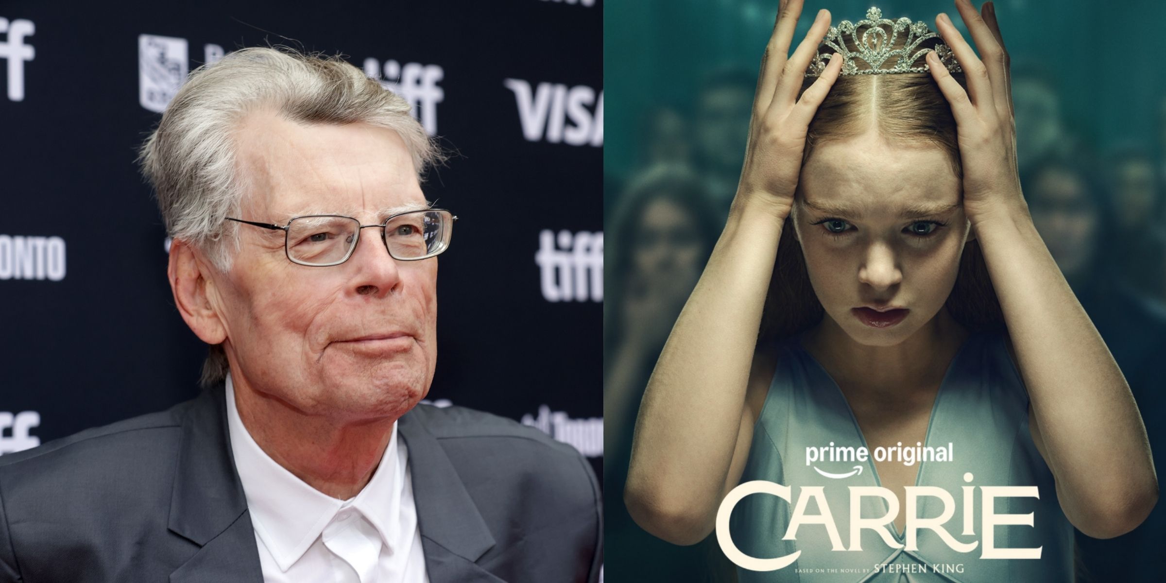 Stephen King | The poster for the Prime Original series "Carrie" | Sources: Getty Images | instagram/primevideo